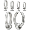 Stainless Steel Circle Beads Huggie Hinged Hoop Earrings for Men Women, 2pcs