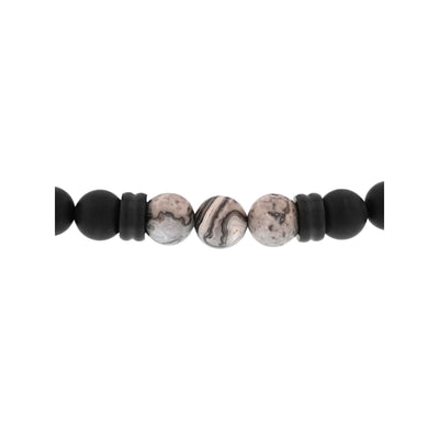 Believe by Brilliance Men's Stainless Steel, Onyx, and Triple Mapstone Bead Bolo Bracelet