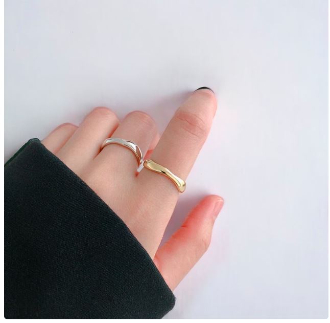 S925 Silver | Gold Curved Ring