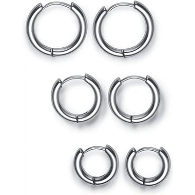 Xelparuc Hoop Earrings Surgical Stainless Steel Hoop Earring for Men Blue