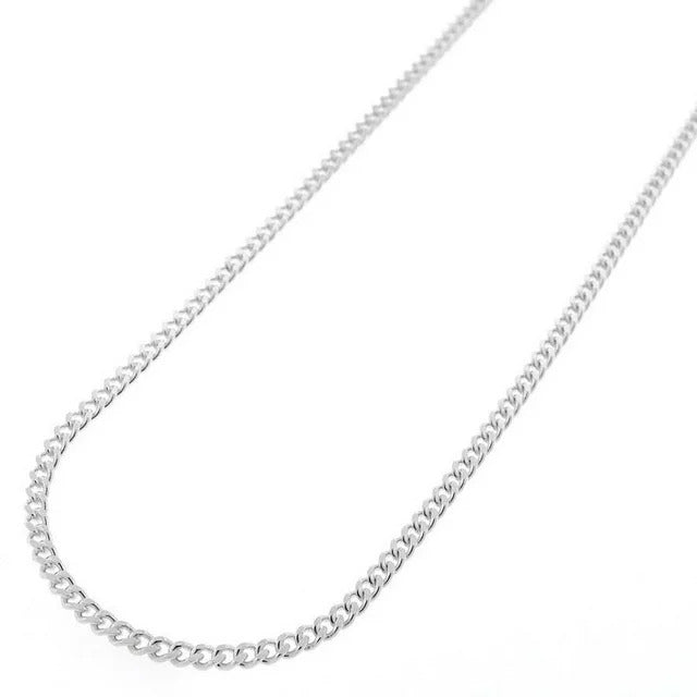 925 Sterling Silver 2mm Cuban Chain Necklace, 16” to 30”, with Lobster Clasp, for Women, Girls, Unisex