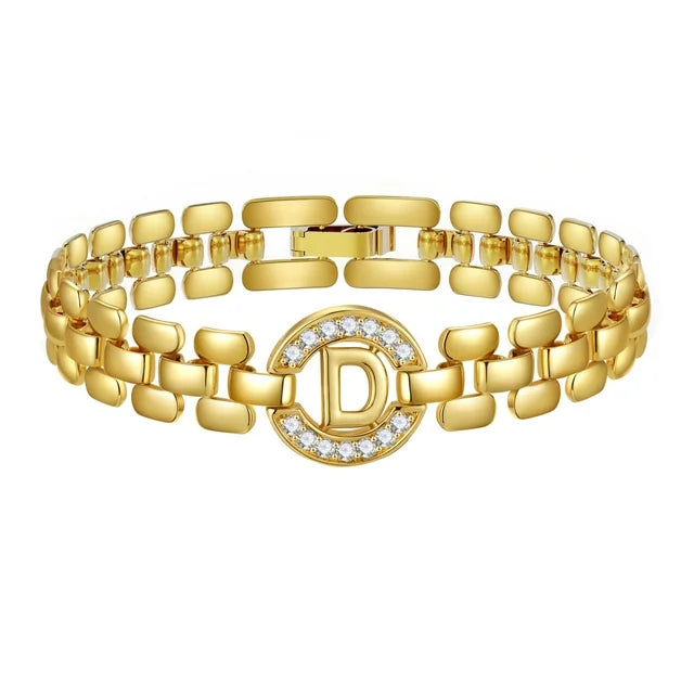 Apsvo D Letter Bracelet Gold Initial Bracelet Cubic