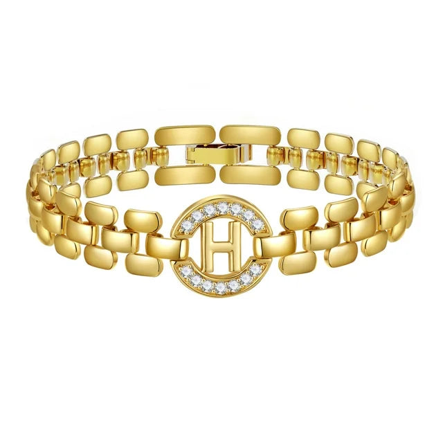 Apsvo H Letter Bracelet Gold Initial Bracelet Cubic