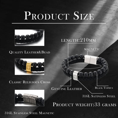 Black Nature Stone Bracelet size chart