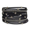 Bracelets for Women Leather Wrap Bracelet Stud Beads Crystal Cuff Bracelets Jewelry for Ladies Girls birthday gifts for Girlfriend