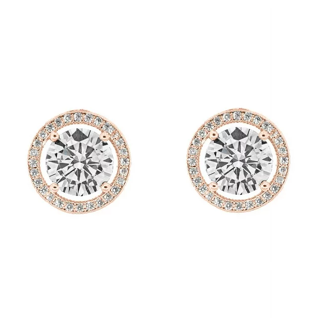 Cate & Chloe Ariel 18k White Gold Plated Silver Halo Stud Earrings | CZ Earrings for Women, Gift for Her