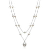 Cultured Freshwater Pearl Sterling Silver Double Row Station Necklace