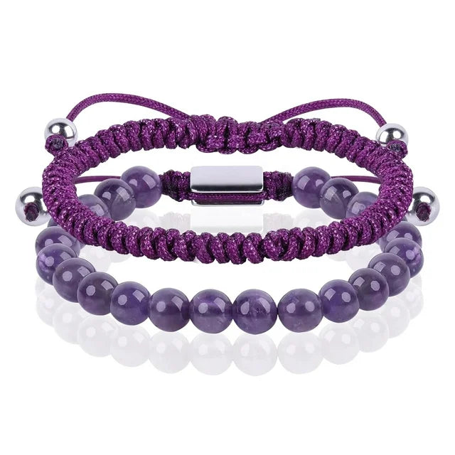 JSJOY Purple Beaded Bracelets for Men Boys Bracelet