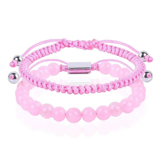 JSJOY Pink Beaded Bracelets for Men Boys Bracelet