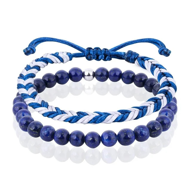 JSJOY Blue Beaded Bracelets for Men Boys Bracelet