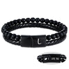 Leather Bracelet for Men Initial L Layered Black Beaded Bracelets I Love You Gifts for Him