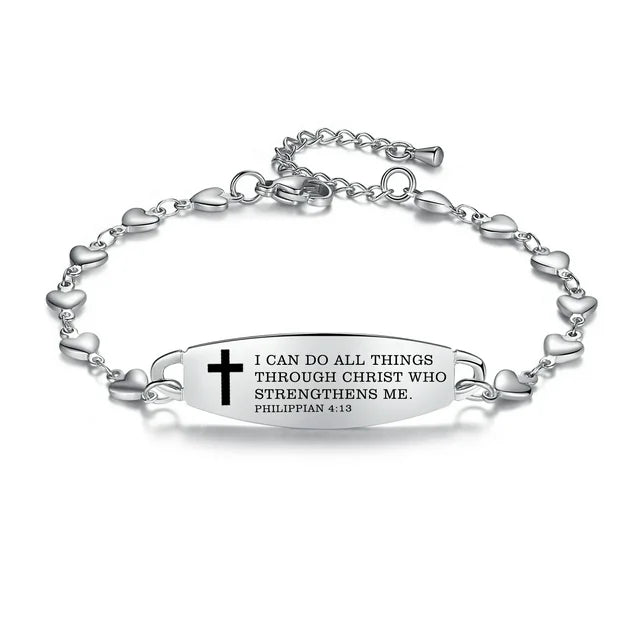 LinnaLove Stylish heart chain Bible Verse Bracelet with Mantra Quotes