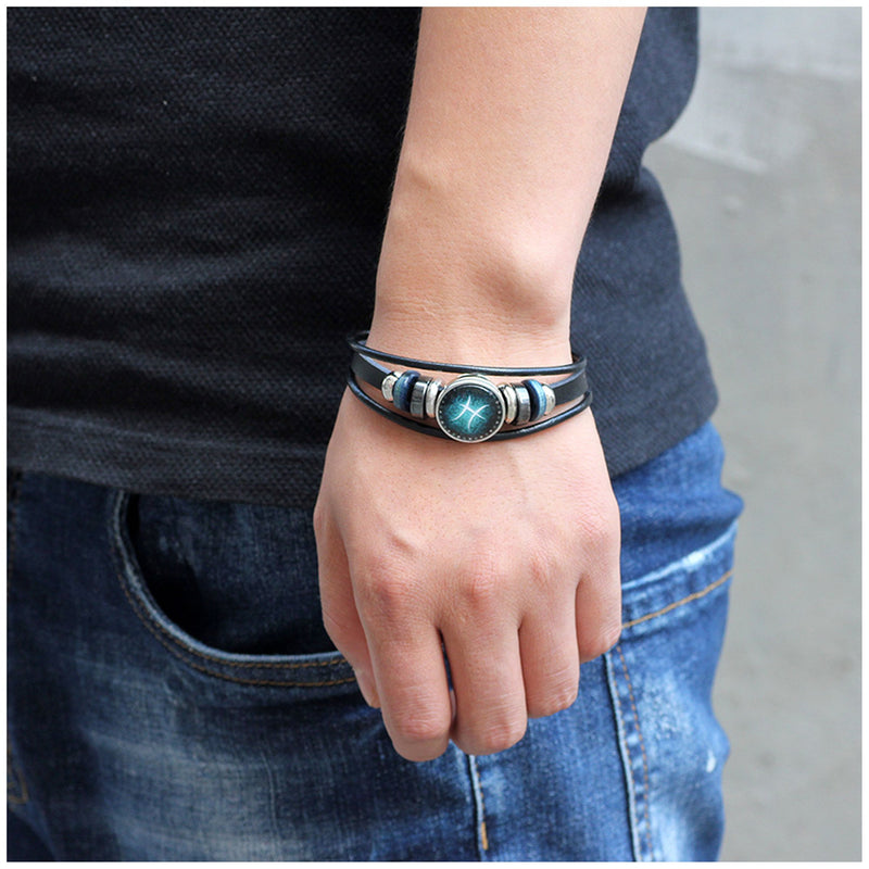 scorpio Unisex Zodiac Sign Leather WristBAND Bracelet