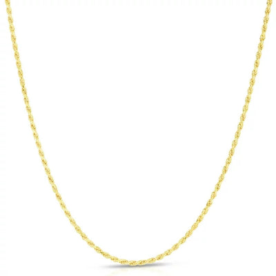 Solid 14K Gold Vermeil Sterling Silver Rope Diamond-Cut Necklace Chains 1.5MM - 5.5MM