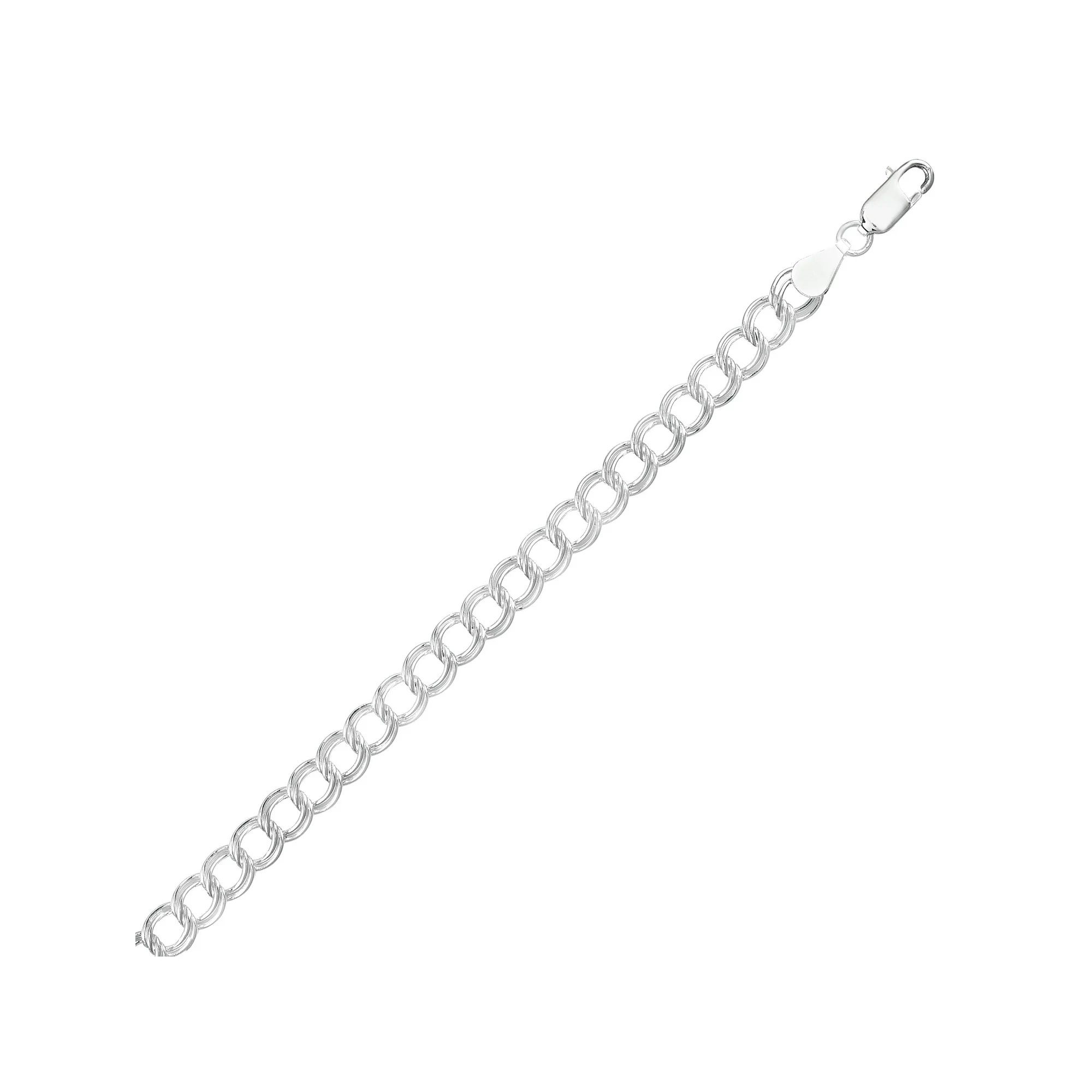 Sterling Silver 6mm Gemellata Charm Link Italian Chain Bracelet, 8"