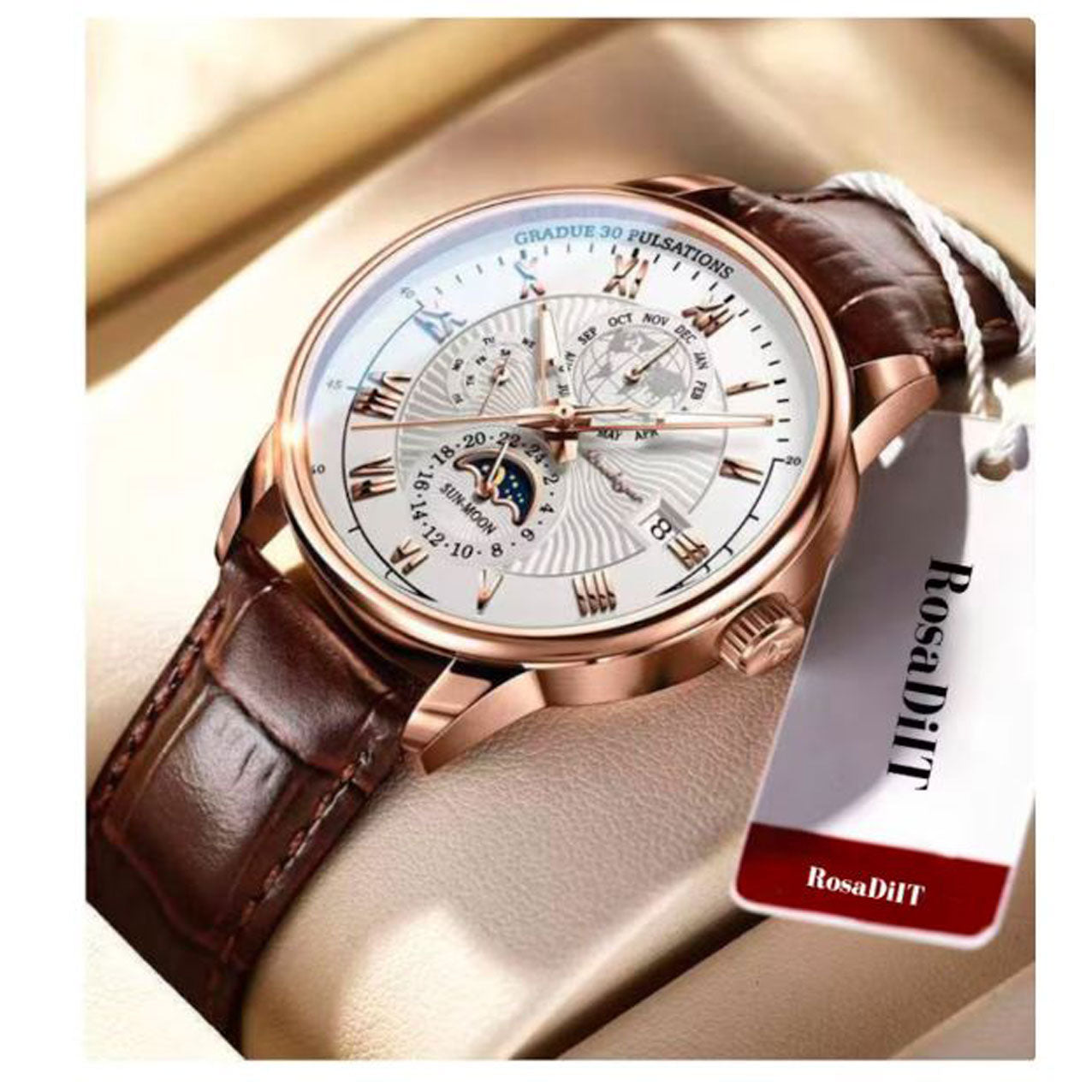 Stainless Steel Leather Men's Wristwatch