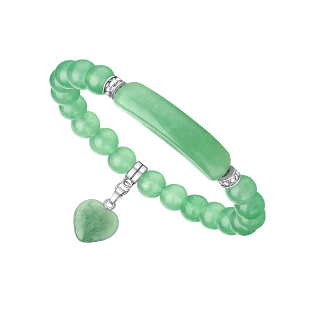 VINCHIC 8MM Green Aventurine Bracelet Love Heart Stretch Jade Crystal Bracelet for Women Girls