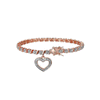 Forever Facets Diamond Accent Open Heart Charm 14k Rose Gold Plated 7.25” Tennis Bracelet, Adult Female