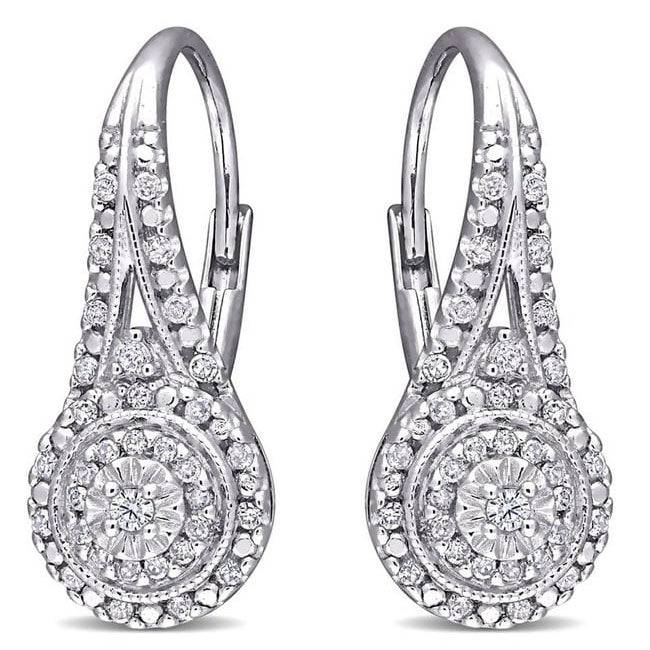 Earrings With Double Halo and Leverbacks