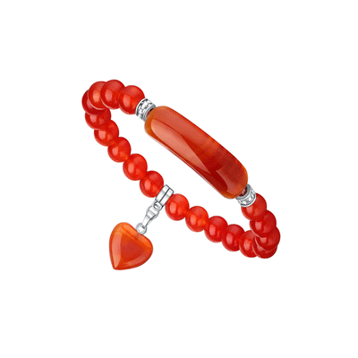 Vinchic 8mm sardonyx love heart stretch bracelet