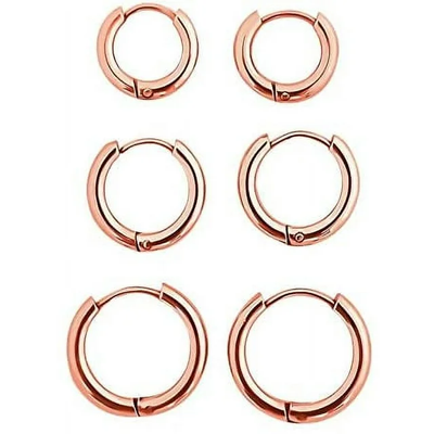 Xelparuc Hoop Earrings Surgical Stainless Steel Hoop Earring for Men Rose Gold