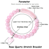 VINCHIC 8MM Rose Quartz Bracelet Love Heart Stretch Bracelet Crystal Bracelet for Women Girls