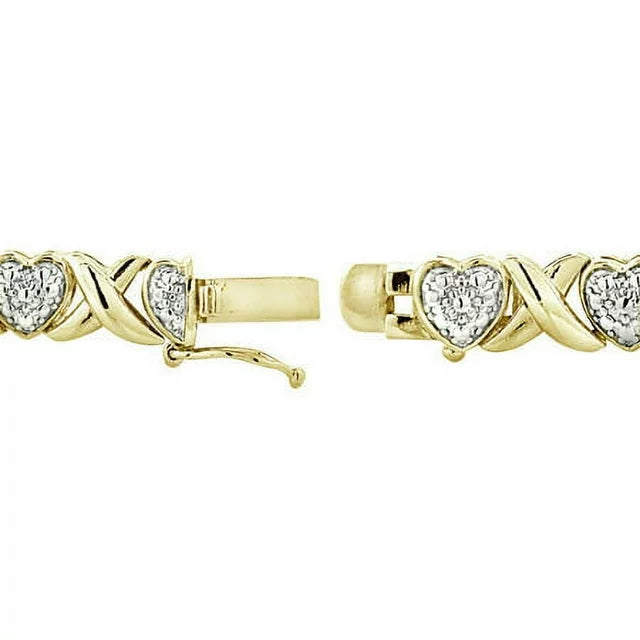 Gold Tone 1/2 Ct Diamond x & Heart Bracelet, Women