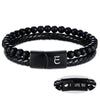 Leather Bracelet for Men Initial E Layered Black Beaded Bracelets I Love You Gifts for Him