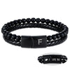 Leather Bracelet for Men Initial F Layered Black Beaded Bracelets I Love You Gifts for Him