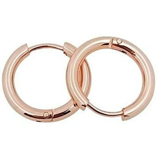 Xelparuc Hoop Earrings Surgical Stainless Steel Hoop Earring for Men Rose Gold