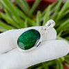 Faceted Zambian Emerald Pendant 925 Sterling Silver Pendant