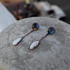 Natural Fire Labradorite Gemstone Earrings